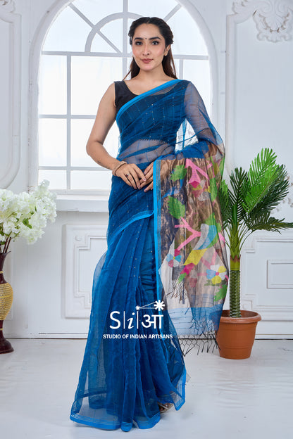 BIRDS IN TWILIGHT - SEMI MUSLIN SAREE