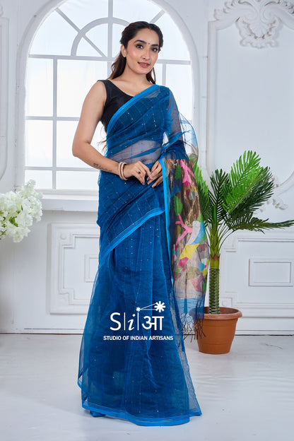 BIRDS IN TWILIGHT - SEMI MUSLIN SAREE