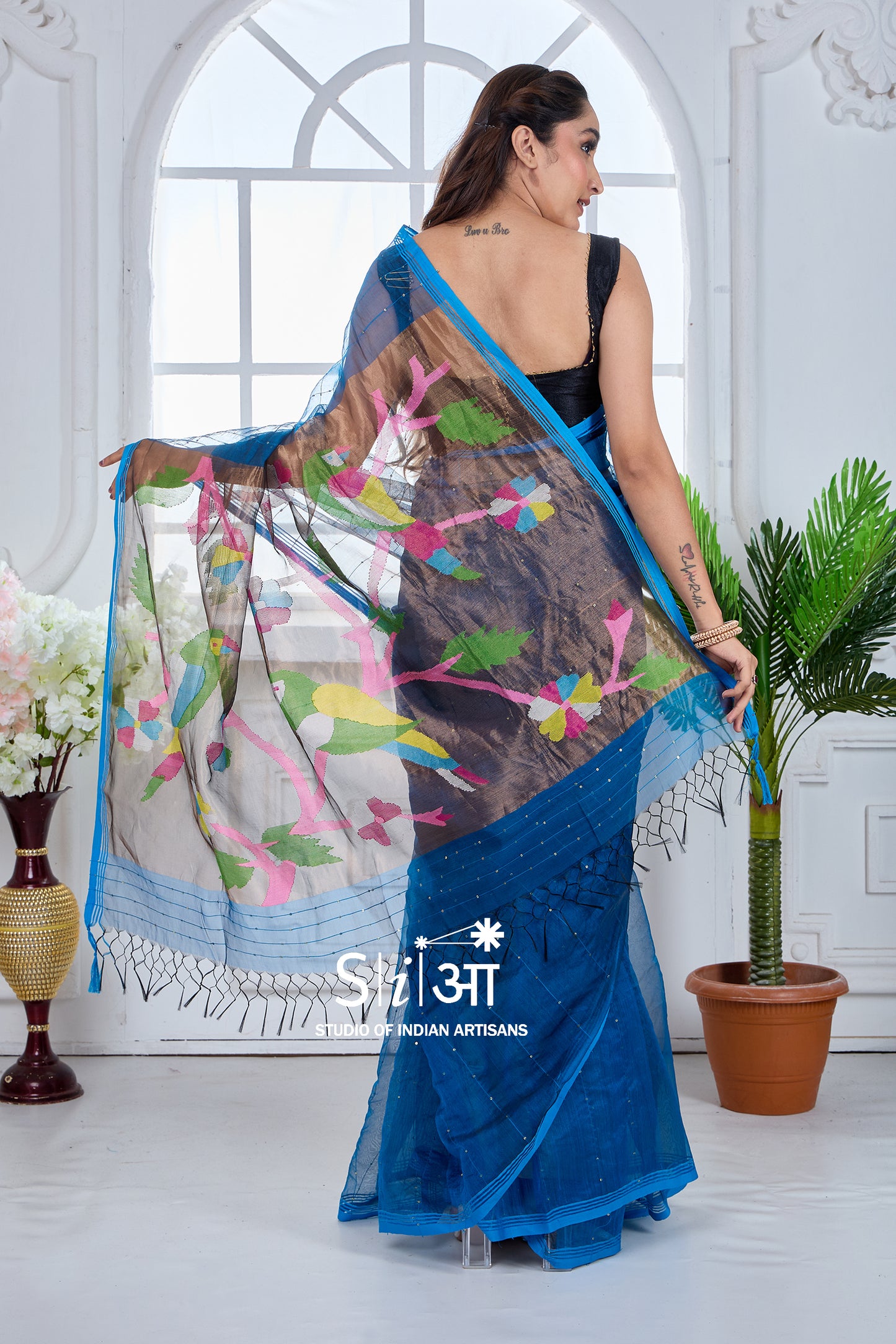 BIRDS IN TWILIGHT - MUSLIN SILK SAREE