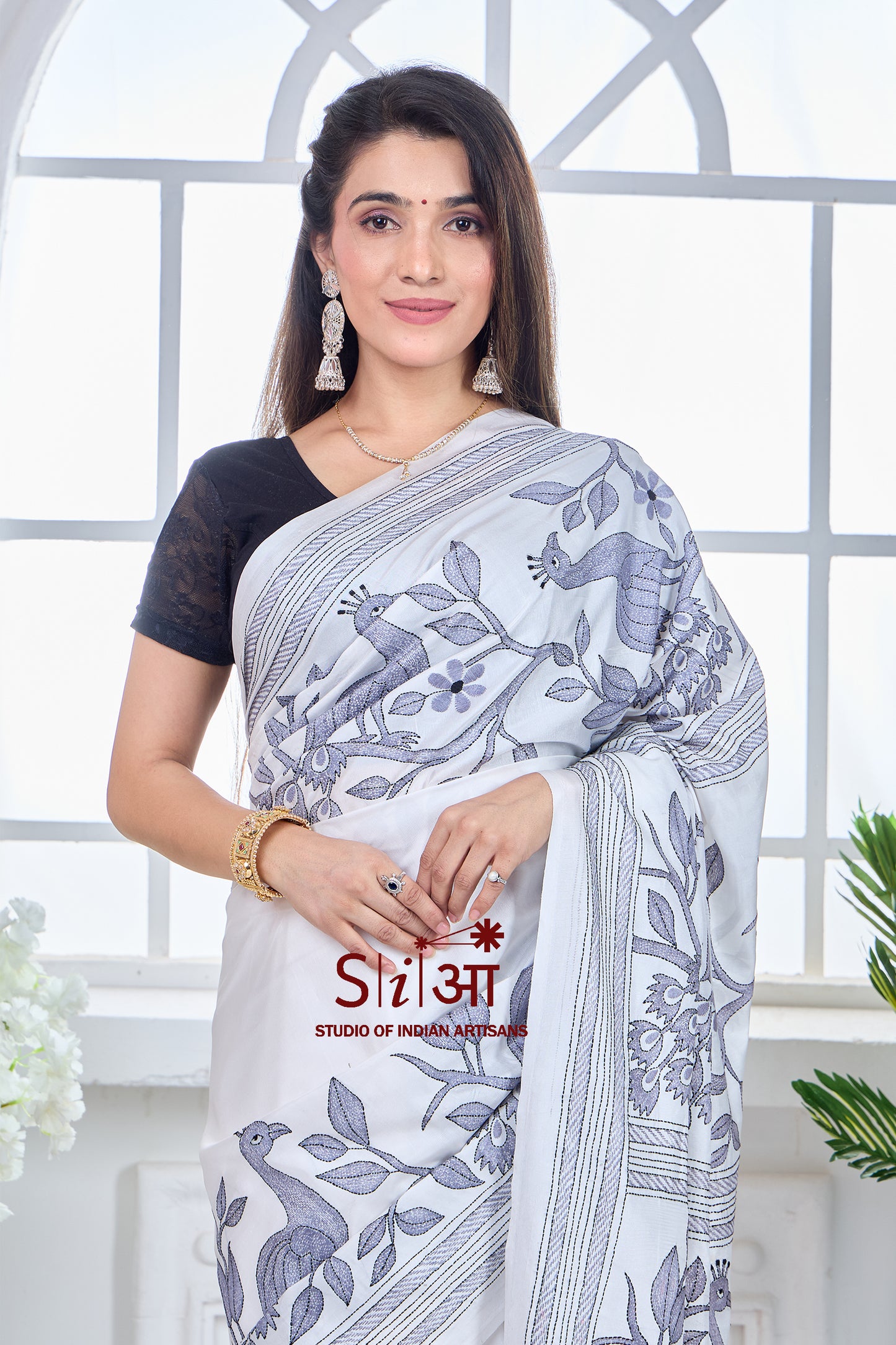 SILVER SONG - BLENDED BANGALORE SILK SAREE