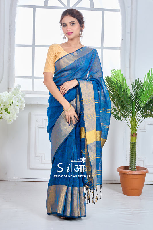 SUNEHRI MORNI - LINEN SAREE