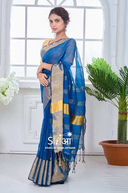 SUNEHRI MORNI - LINEN SAREE