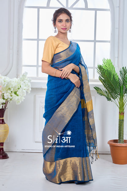 SUNEHRI MORNI - LINEN SAREE