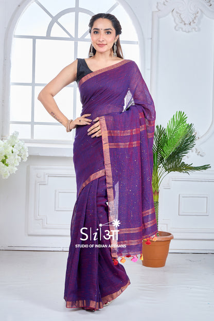 BAINGANI SITARE - LINEN SAREE