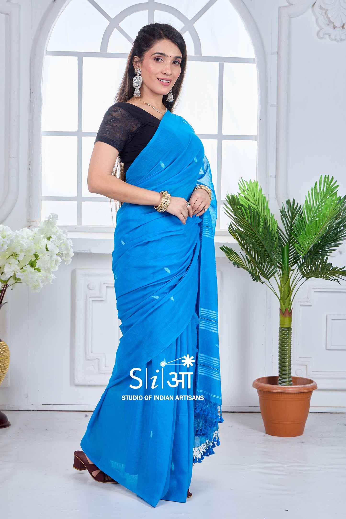 NEELA ANCHAL - MUL COTTON SAREE