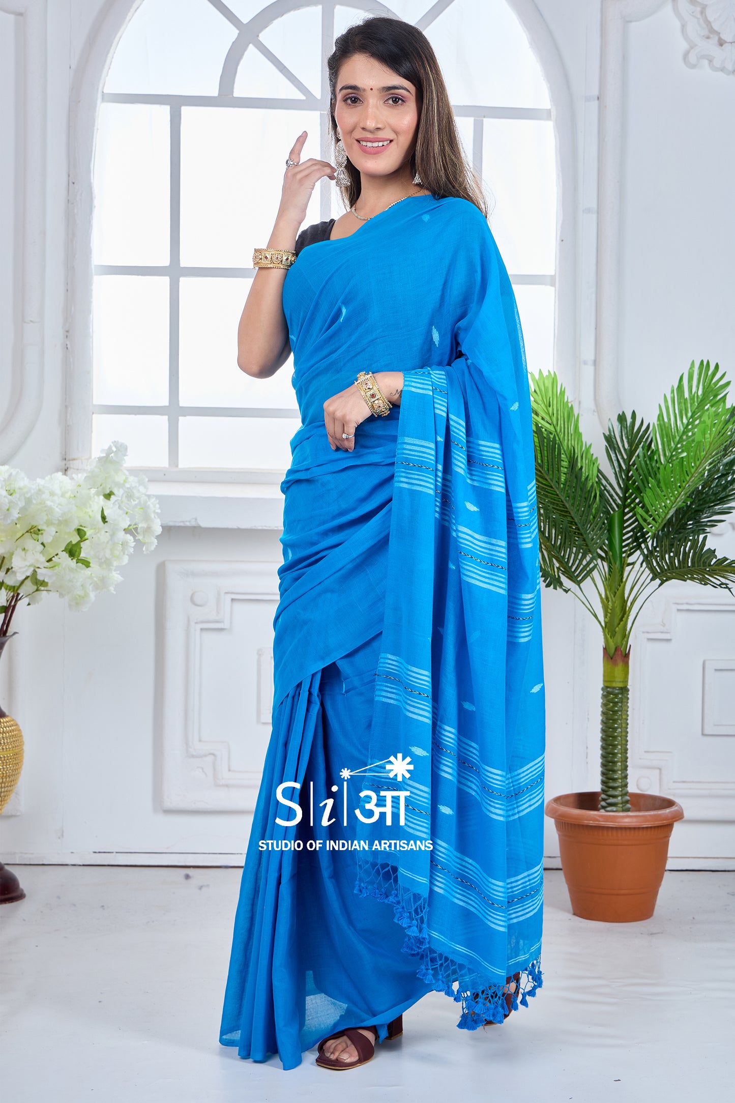 NEELA ANCHAL - MUL COTTON SAREE