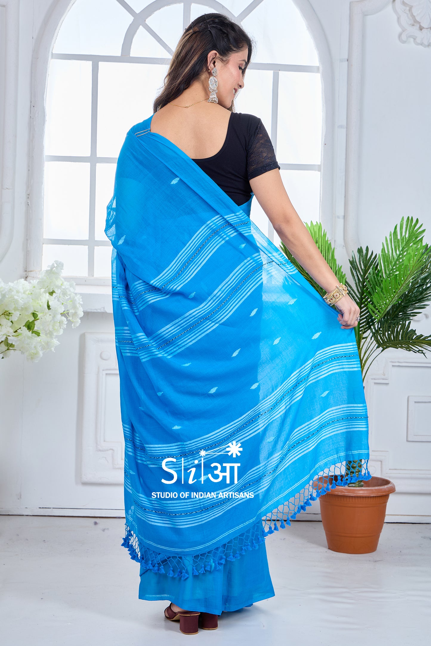 NEELA ANCHAL - MUL COTTON SAREE