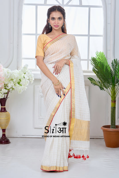 SUNEHRI SUBAH - LINEN SAREE