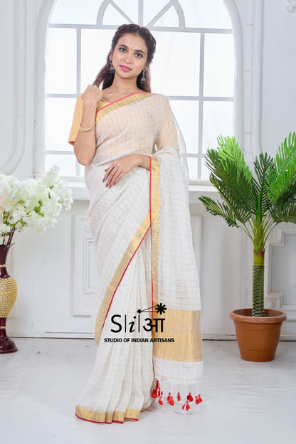 SUNEHRI SUBAH - LINEN SAREE