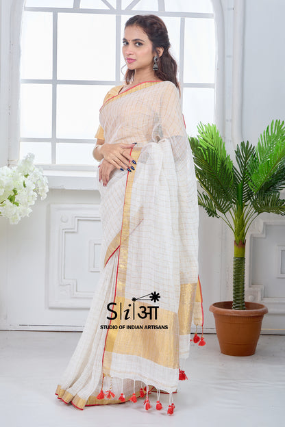 SUNEHRI SUBAH - LINEN SAREE