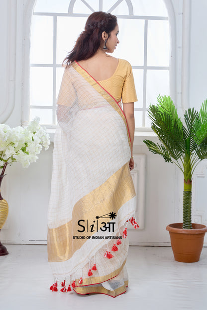 SUNEHRI SUBAH - LINEN SAREE