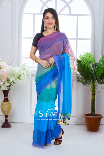 SYMPHONY OF RAIN - MUL COTTON SAREE