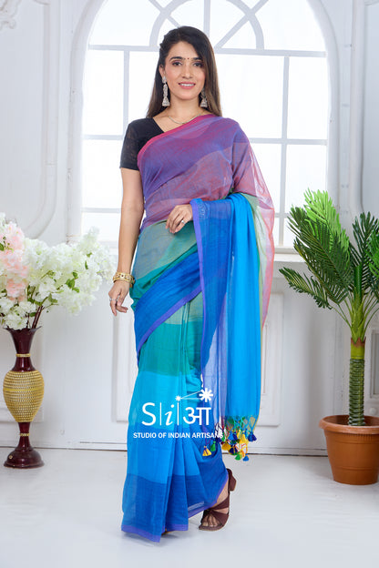 SYMPHONY OF RAIN - MUL COTTON SAREE