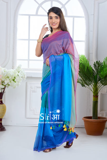 SYMPHONY OF RAIN - MUL COTTON SAREE