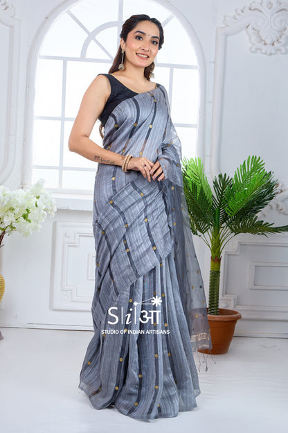 SMOKY DOTS - MATKA SILK SAREE