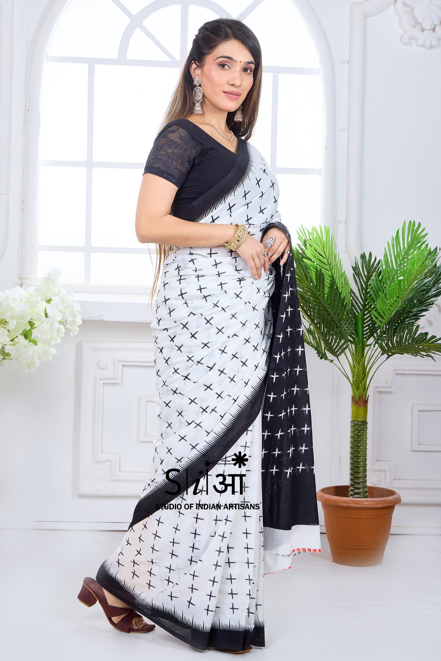 CHARCOAL STROKES - MUL COTTON SAREE