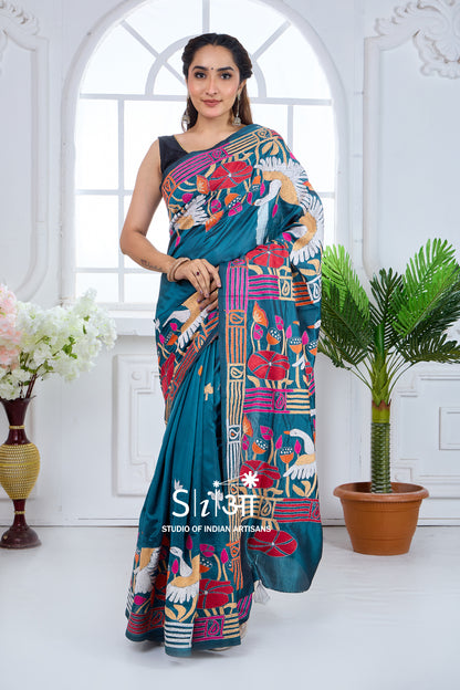 PHOOLON MEIN HANS - BLENDED BANGALORE SILK SAREE
