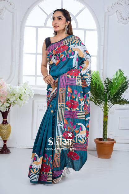 PHOOLON MEIN HANS - BLENDED BANGALORE SILK SAREE