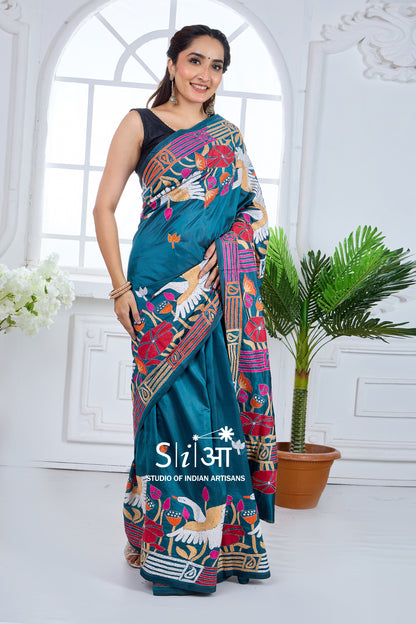 PHOOLON MEIN HANS - BLENDED BANGALORE SILK SAREE