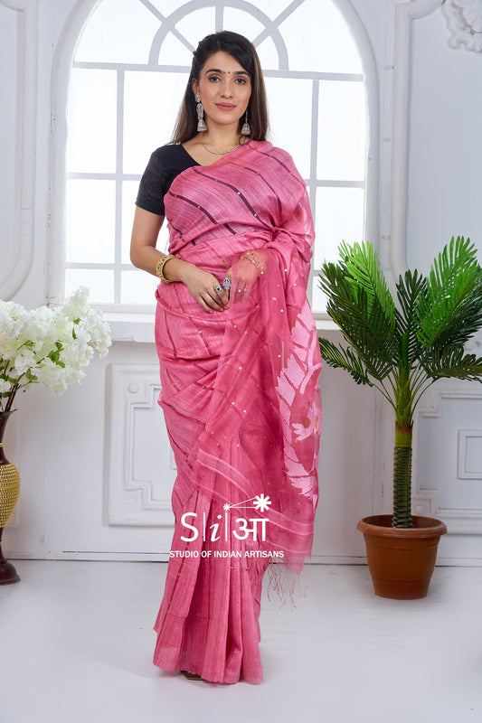 ROYAL GINNI BLUSH- MATKA SILK SAREE