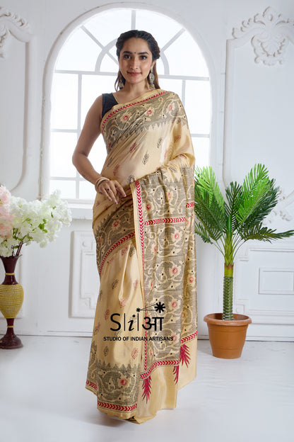 SCARLET ON SAND - BLENDED BANGALORE SILK SAREE