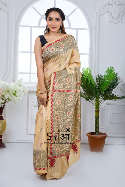 SCARLET ON SAND - BLENDED BANGALORE SILK SAREE