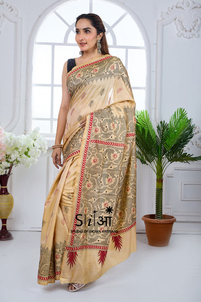 SCARLET ON SAND - BLENDED BANGALORE SILK SAREE