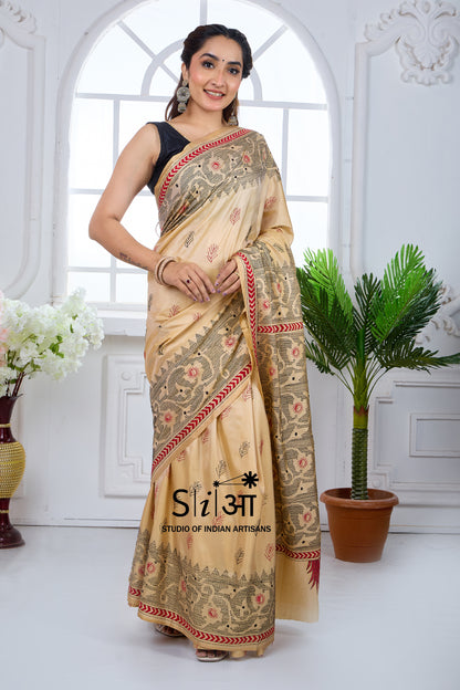 SCARLET ON SAND - BLENDED BANGALORE SILK SAREE