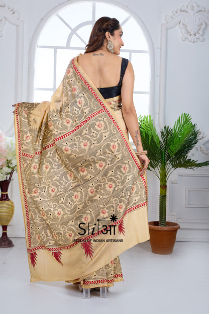 SCARLET ON SAND - BLENDED BANGALORE SILK SAREE