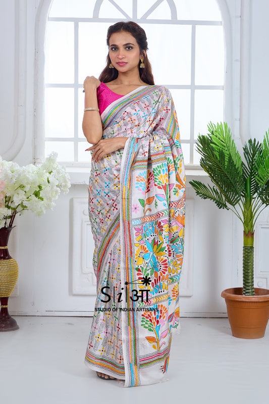 PHOOLON KI RANGOLI - BLENDED BANGALORE SILK SAREE