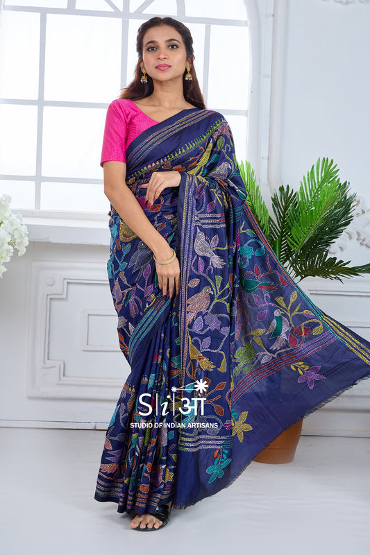 BAGAAN KE PANCHHI - BLENDED BANGALORE SILK SAREE