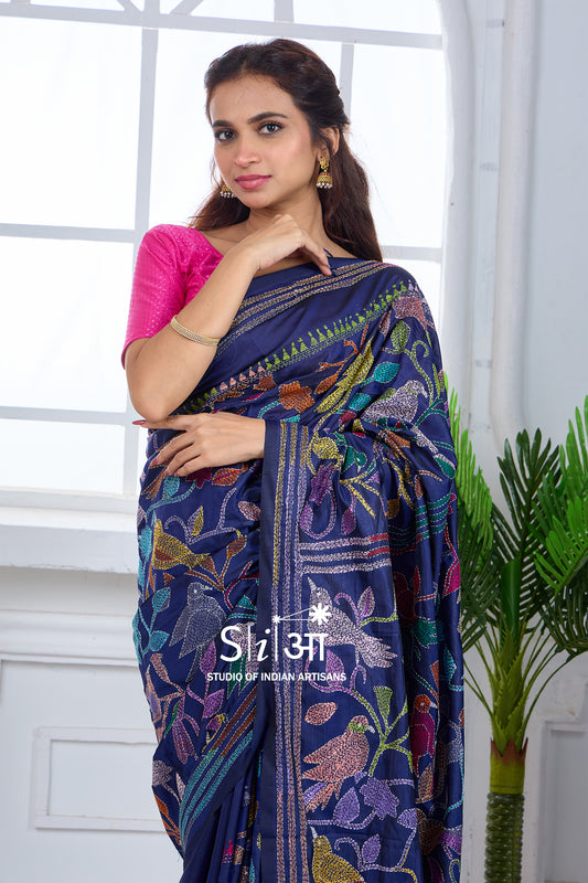 BAGAAN KE PANCHHI - BLENDED BANGALORE SILK SAREE