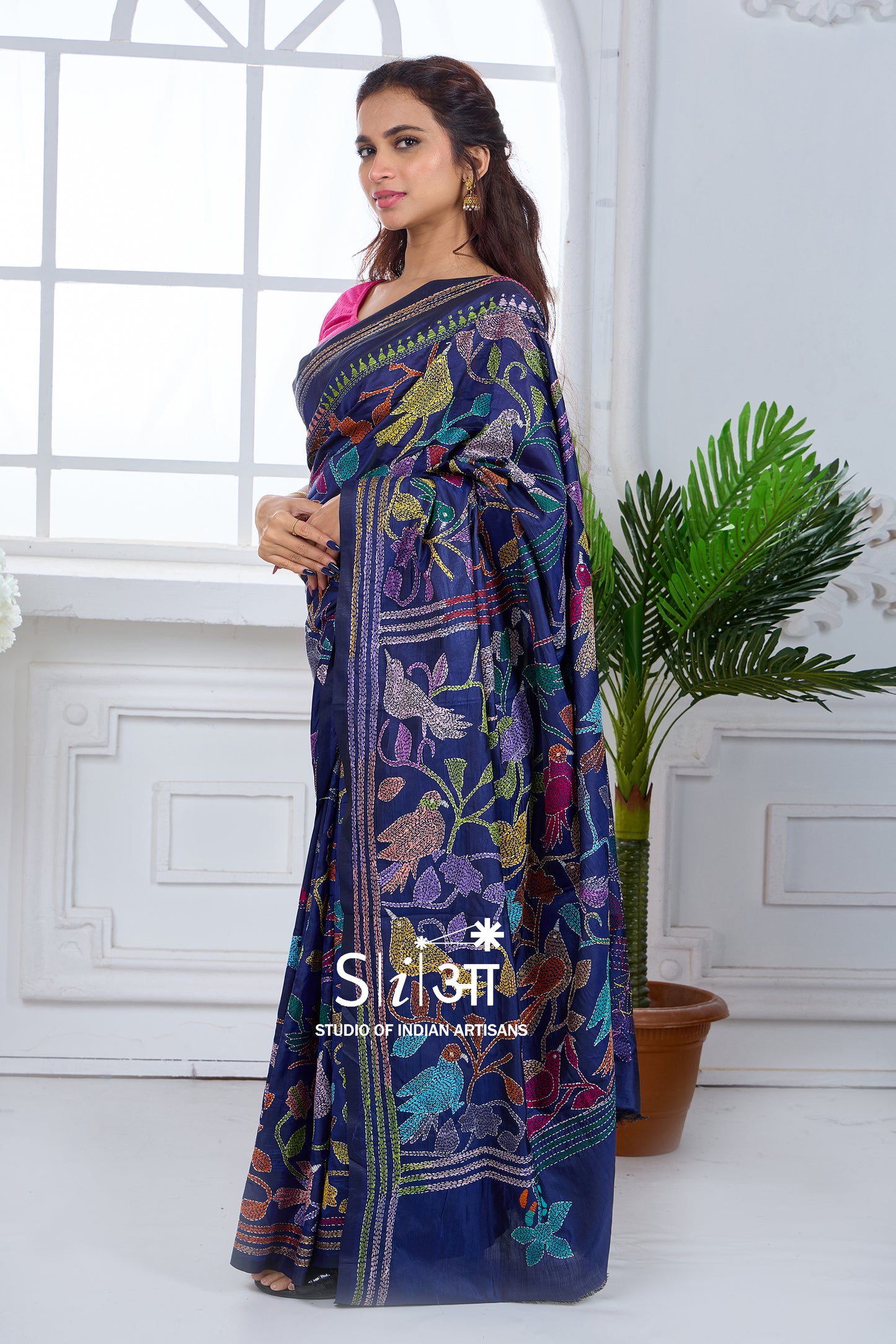 BAGAAN KE PANCHHI - BLENDED BANGALORE SILK SAREE