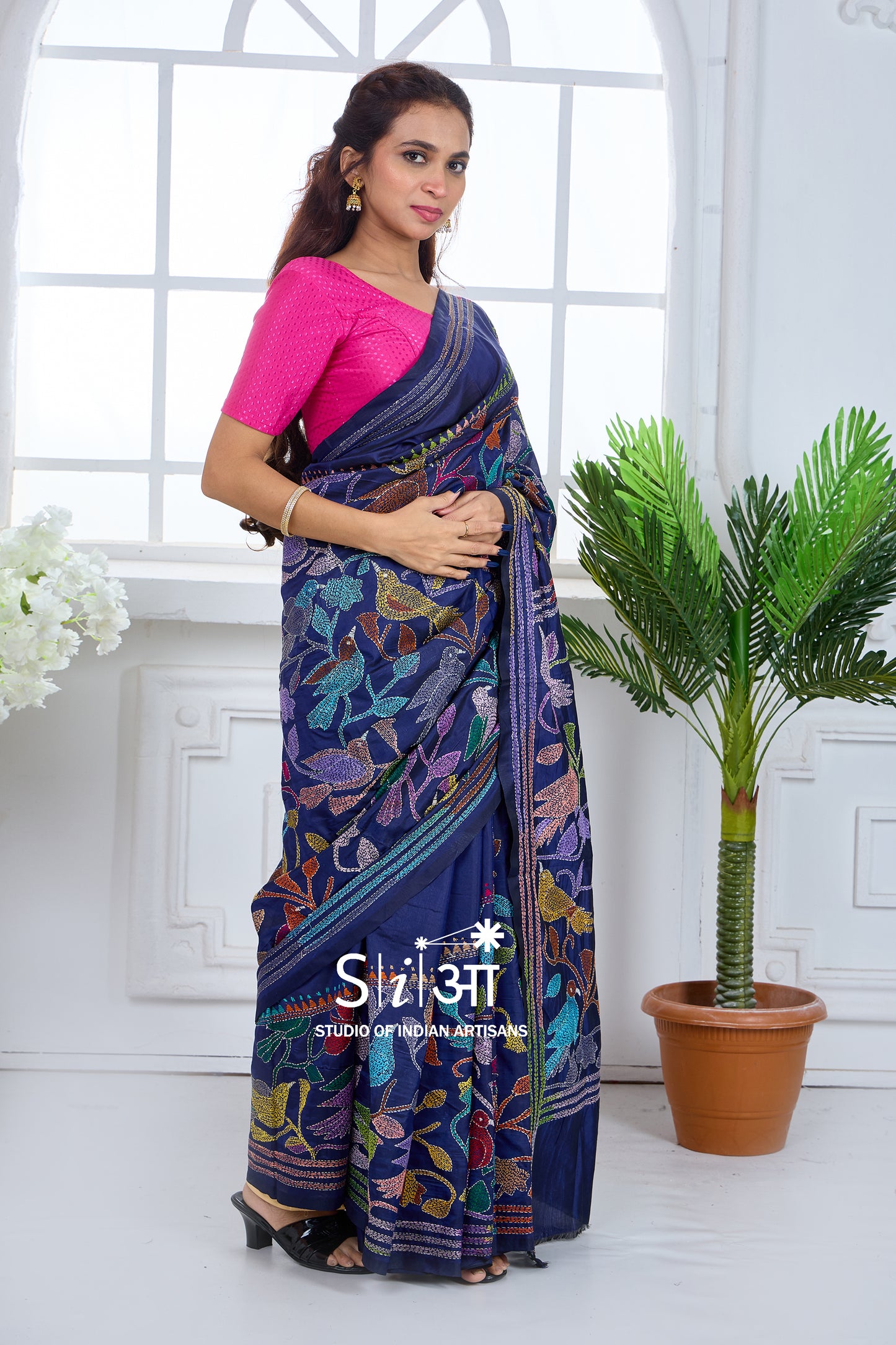 BAGAAN KE PANCHHI - BLENDED BANGALORE SILK SAREE