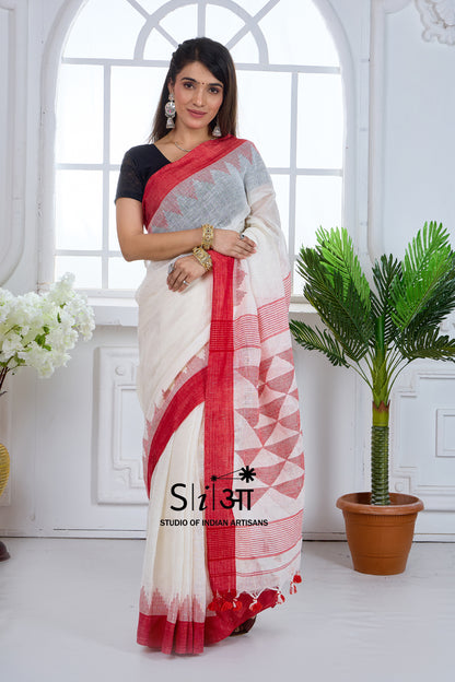 CHERRY FROST -LINEN SAREE