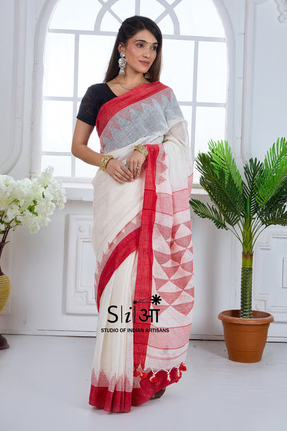 CHERRY FROST -LINEN SAREE