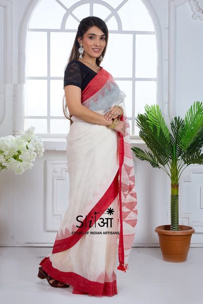 CHERRY FROST -LINEN SAREE