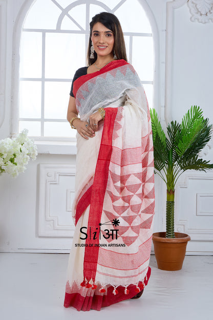 CHERRY FROST -LINEN SAREE