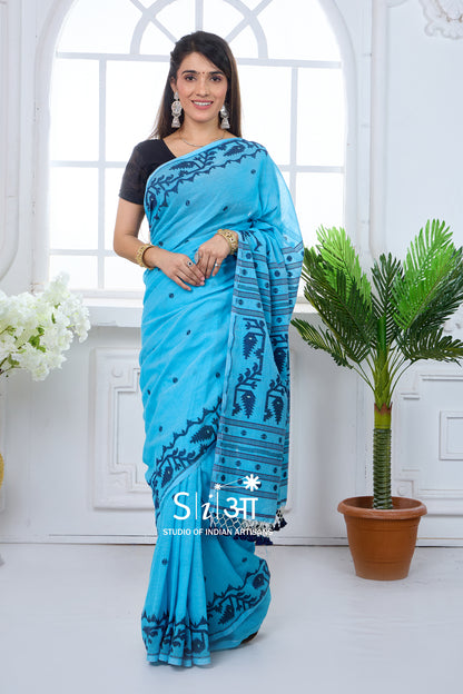 NEELA AANGAN- MERCERISED COTTON SAREE