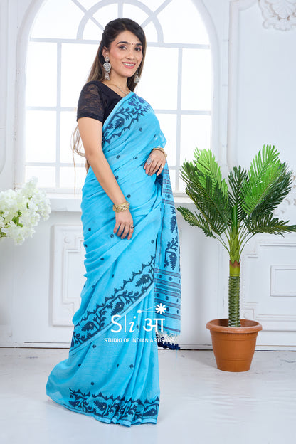 NEELA AANGAN- MERCERISED COTTON SAREE