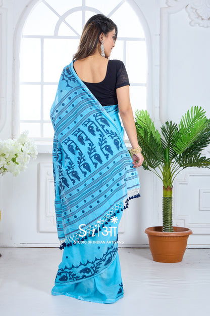 NEELA AANGAN- MERCERISED COTTON SAREE