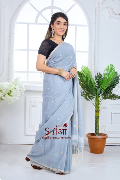 SILVER SAND BEAUTY - MUL COTTON SAREE