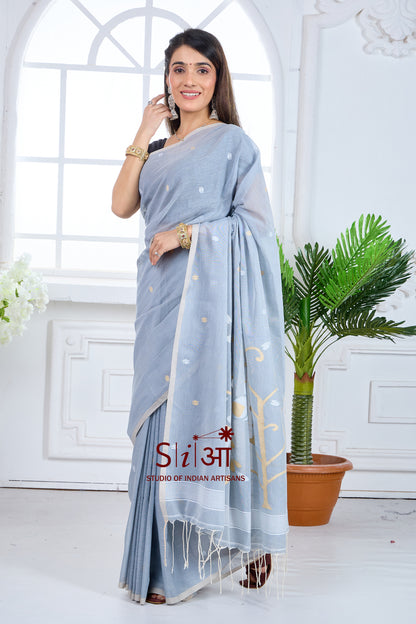 SILVER SAND BEAUTY - MUL COTTON SAREE
