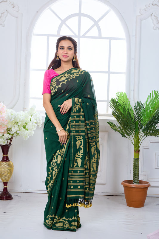 BASANTI HARIYALI- MERCERISED COTTON SAREE