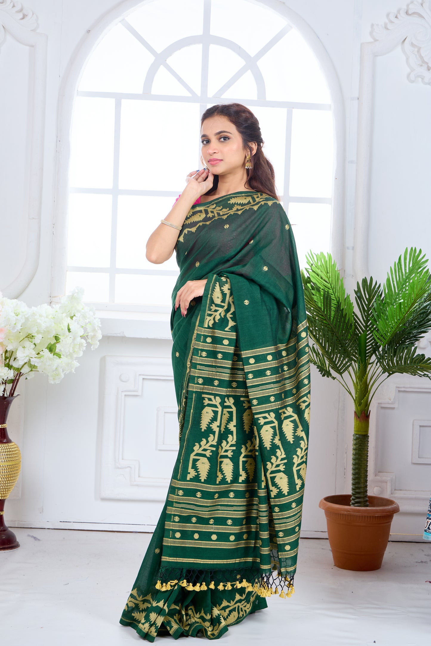 BASANTI HARIYALI- MERCERISED COTTON SAREE