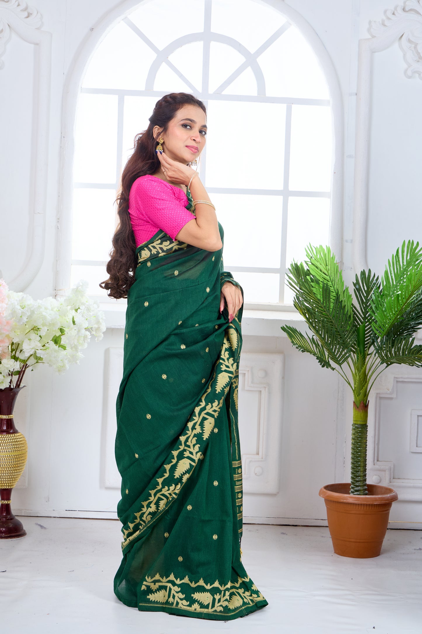 BASANTI HARIYALI- MERCERISED COTTON SAREE