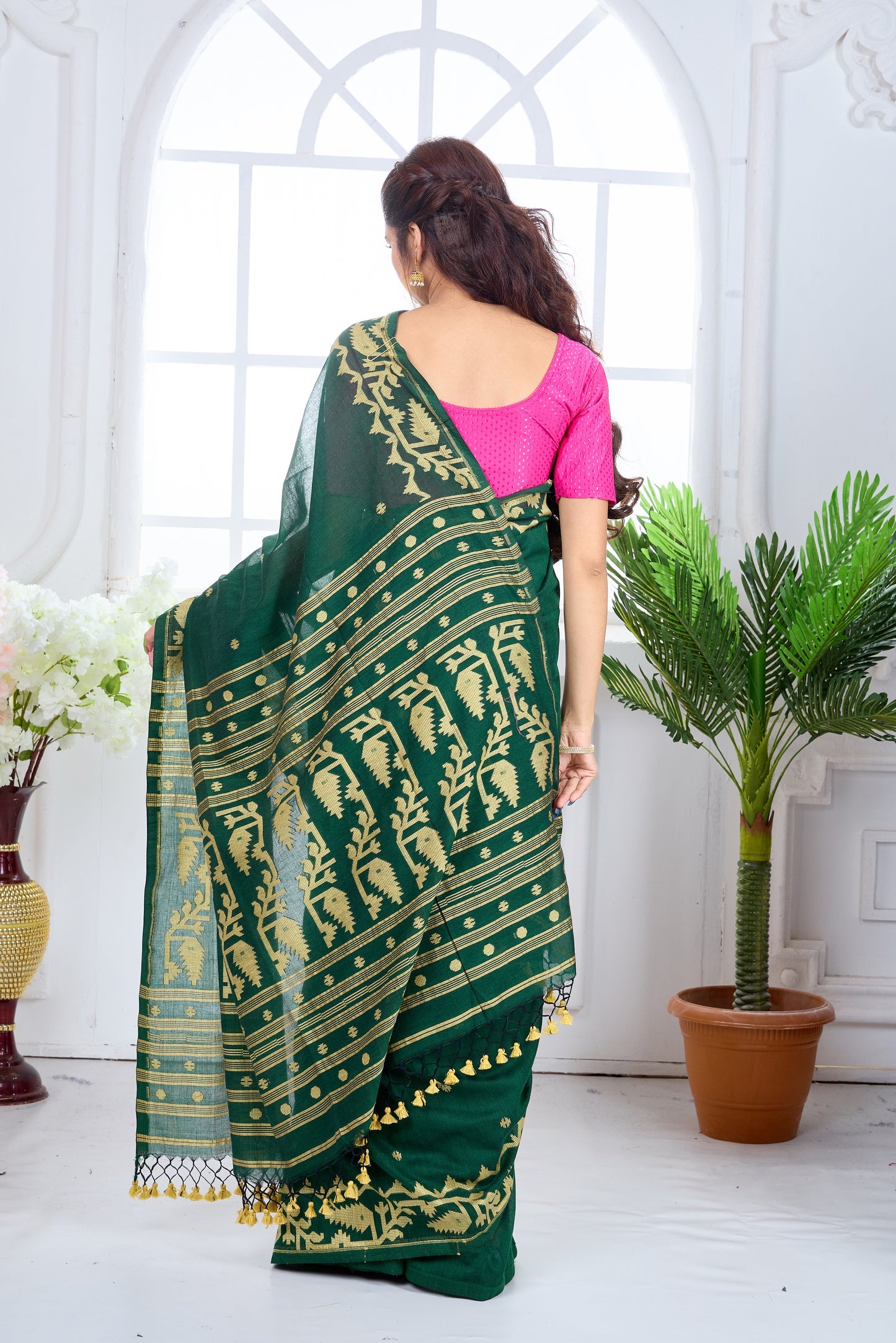 BASANTI HARIYALI- MERCERISED COTTON SAREE