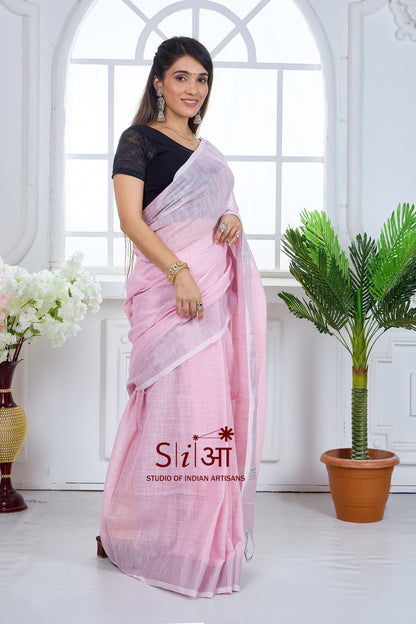 PINK SERENITY - KHADI COTTON SAREE