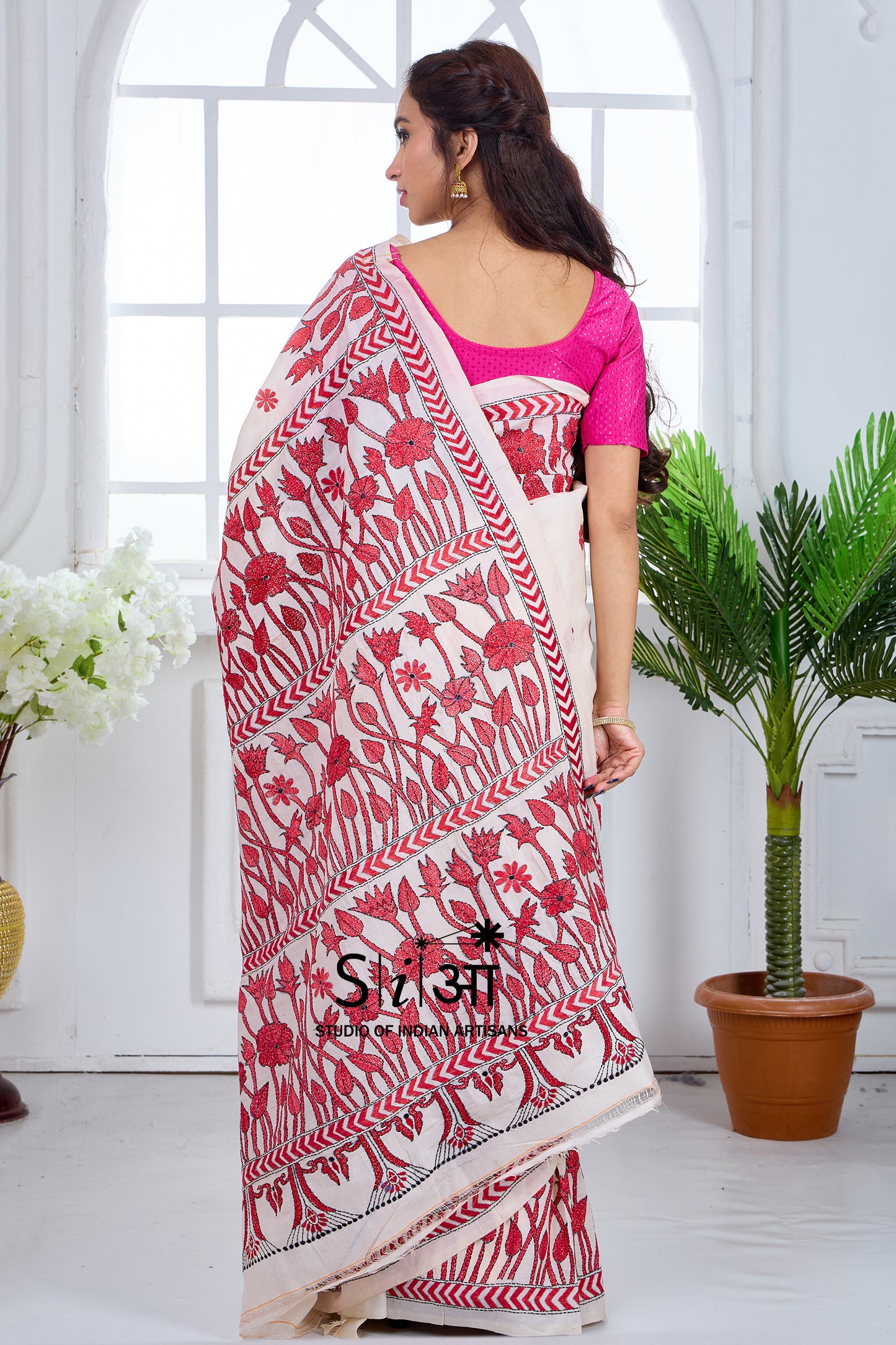 RED BLOOM - KOREAN TUSSAR SILK SAREE